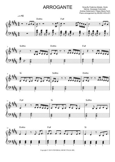 Irama Arrogante Spartito Piano Sheet Music