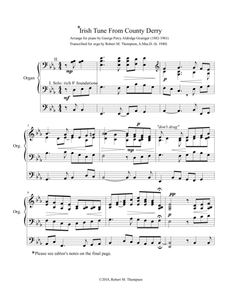 Irish Tune From County Derry Londerry Air Sheet Music