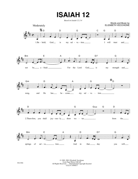 Free Sheet Music Isaiah 12