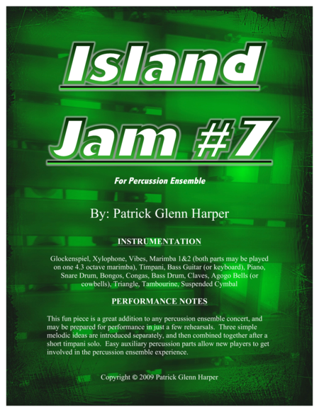 Island Jam 7 For Percussion Ensemble Sheet Music