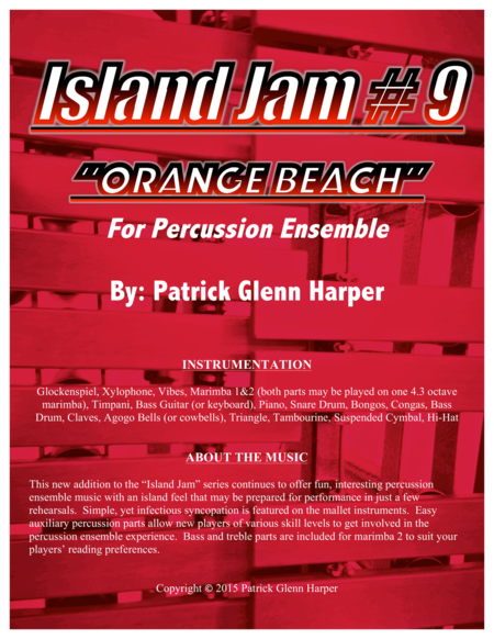 Island Jam 9 For Percussion Ensemble Orange Beach Sheet Music