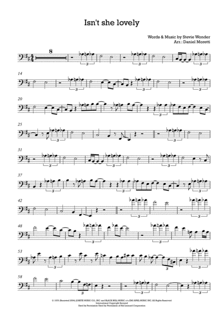 Isnt She Lovely Trombone Solo And C Instruments In Bass Clef Sheet Music