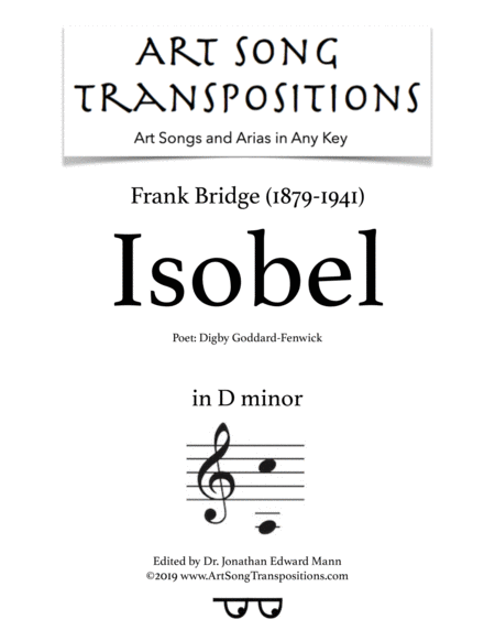 Free Sheet Music Isobel Transposed To D Minor