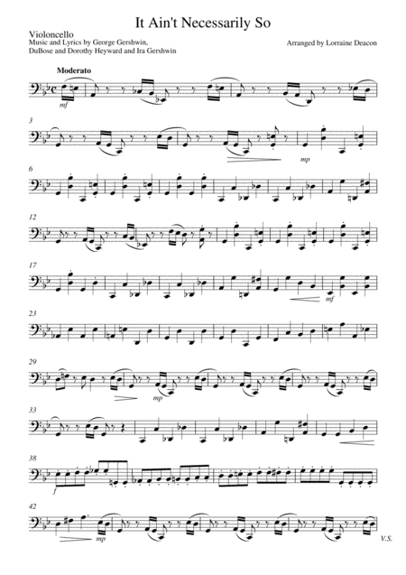 It Aint Necessarily So From Porgy And Bess Gershwin String Trio Violin Viola Cello Sheet Music