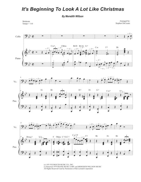 Free Sheet Music It Beginning To Look Like Christmas Cello Solo And Piano
