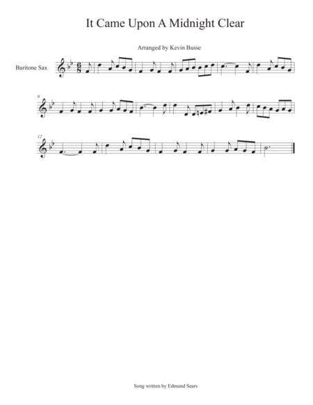 It Came Upon A Midnight Clear Bari Sax Sheet Music