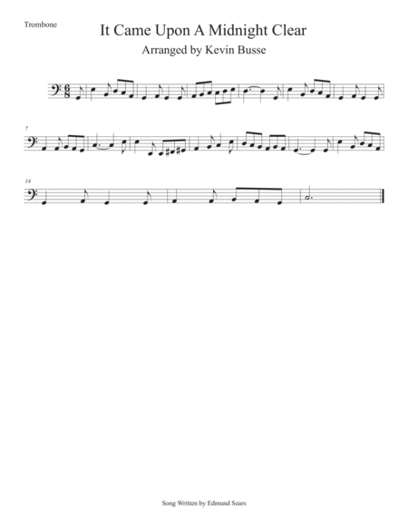 Free Sheet Music It Came Upon A Midnight Clear Easy Key Of C Trombone