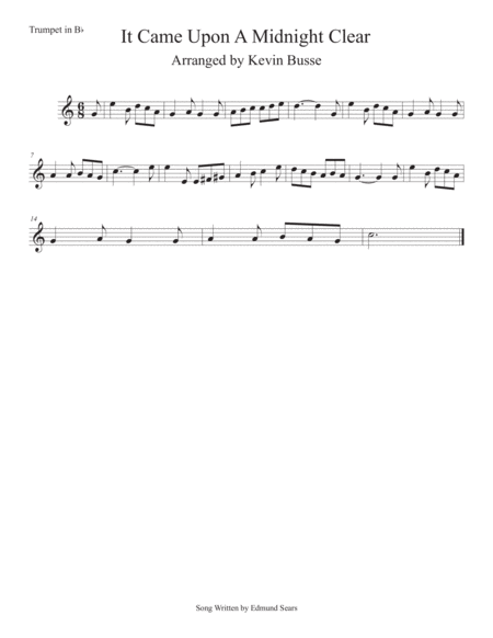 It Came Upon A Midnight Clear Easy Key Of C Trumpet Sheet Music