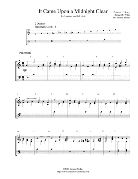 Free Sheet Music It Came Upon A Midnight Clear For 2 Octave Handbell Choir