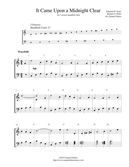 It Came Upon A Midnight Clear For 3 Octave Handbell Choir Sheet Music