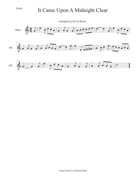 It Came Upon A Midnight Clear Oboe Sheet Music