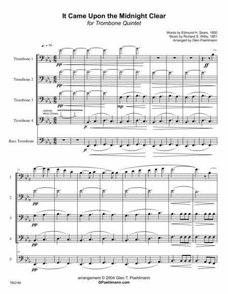 It Came Upon The Midnight Clear Trombone Quintet Unaccompanied Sheet Music