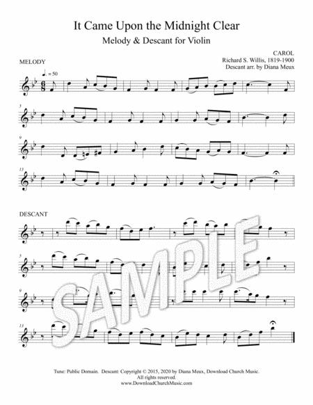 It Came Upon The Midnight Clear Violin Melody Descant Sheet Music