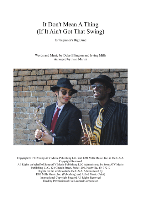 Free Sheet Music It Dont Mean A Thing If It Aint Got That Swing For Beginners Jazz Band