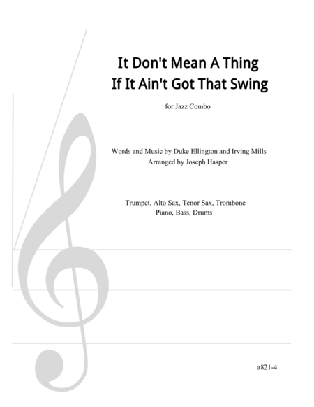 Free Sheet Music It Dont Mean A Thing If It Aint Got That Swing For Four Horns And Rhythm Section