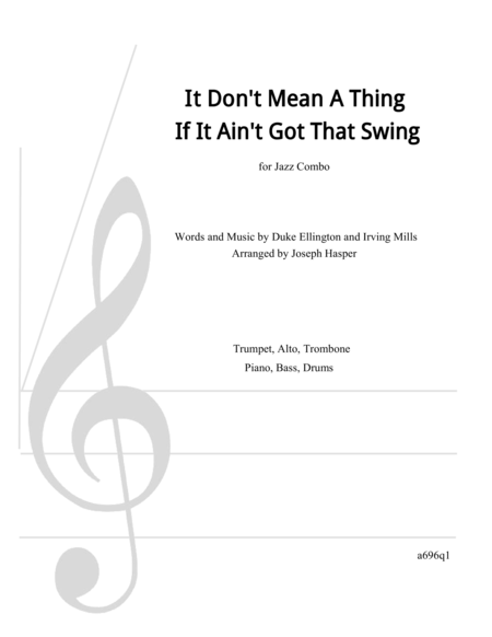 It Dont Mean A Thing If It Aint Got That Swing Stock Arrangement For Trumpet Alto Trombone And Rhythm Section Sheet Music