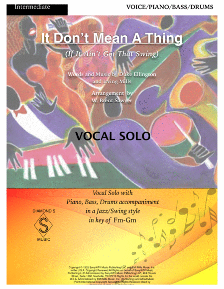 It Dont Mean A Thing If It Aint Got That Swing Vocal Solo With Piano Bass Drums Sheet Music