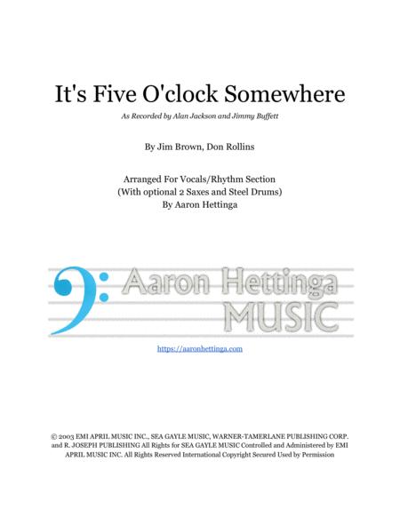 It Five O Clock Somewhere Rhythm Vocal Lead Sheet With Opt Horns Steel Drums Sheet Music