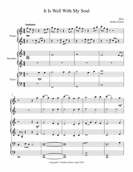 It Is Well With My Soul 1 Piano 6 Hands Sheet Music