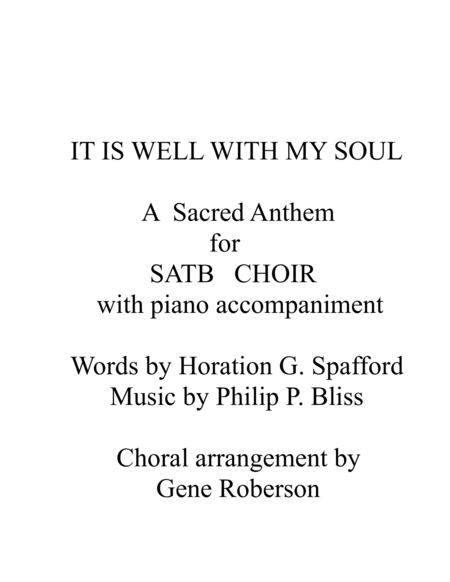 It Is Well With My Soul Choir Satb Sheet Music