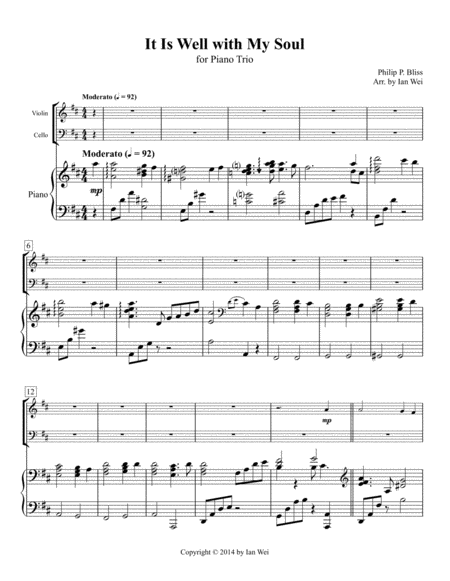 Free Sheet Music It Is Well With My Soul For Piano Trio