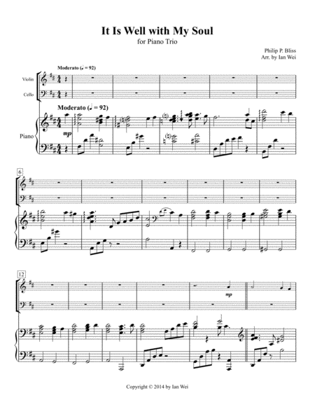 It Is Well With My Soul For Piano Trio Sheet Music