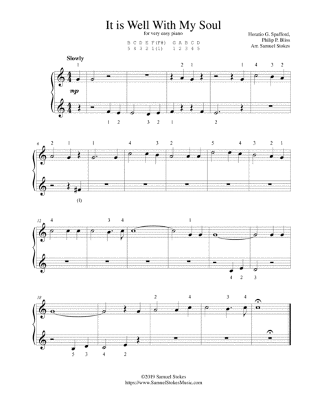 Free Sheet Music It Is Well With My Soul For Very Easy Piano