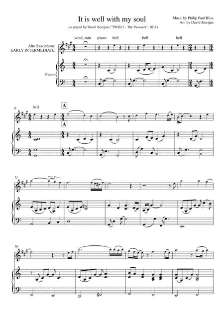 Free Sheet Music It Is Well With My Soul Piano Alto Sax Early Intermediate