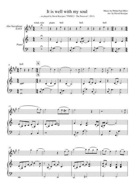 Free Sheet Music It Is Well With My Soul Piano Alto Sax Easy