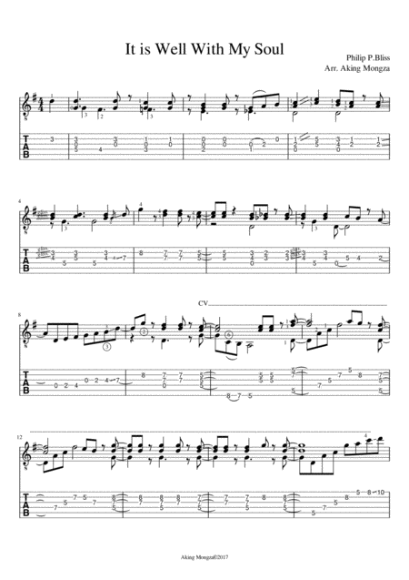 Free Sheet Music It Is Well With My Soul Tablature