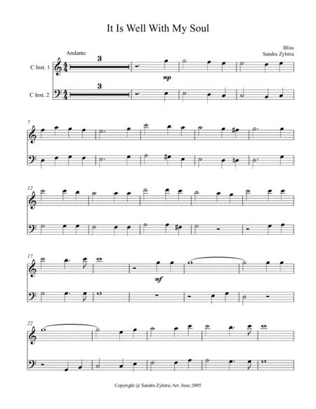 Free Sheet Music It Is Well With My Soul Treble Bass C Duet Parts Only