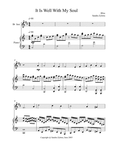 Free Sheet Music It Is Well With My Soul Treble Bb Instrument Solo