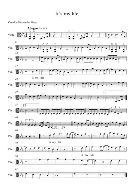 It My Life Viola Solo Sheet Music