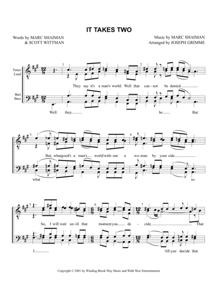 Free Sheet Music It Takes Two