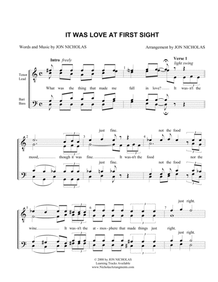 It Was Love At First Sight Sheet Music