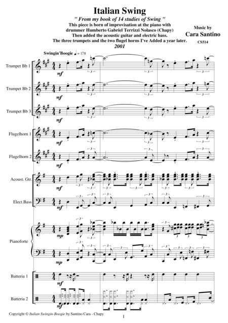 Free Sheet Music Italian Swingin Boogie For Piano And Brass