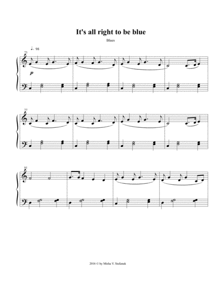 Its All Right To Be Blue Sheet Music