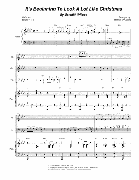 Free Sheet Music Its Beginning To Look Like Christmas Duet For Violin And Cello