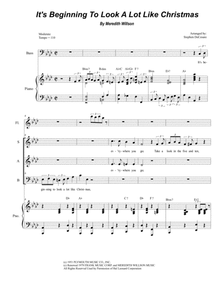 Free Sheet Music Its Beginning To Look Like Christmas For Vocal Trio Sab