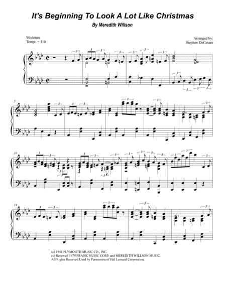 Free Sheet Music Its Beginning To Look Like Christmas Piano Solo