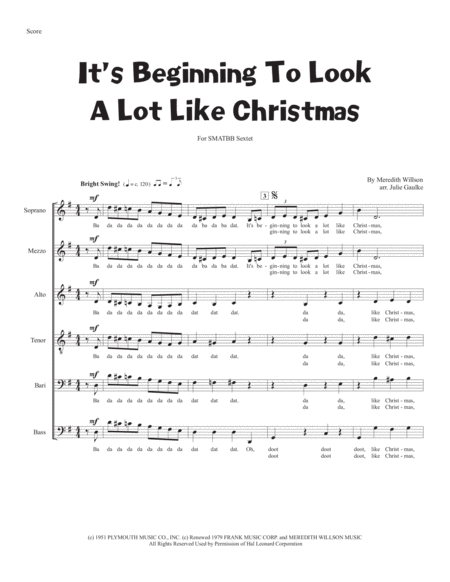 Free Sheet Music Its Beginning To Look Like Christmas Ssatbb A Cappella Sextet