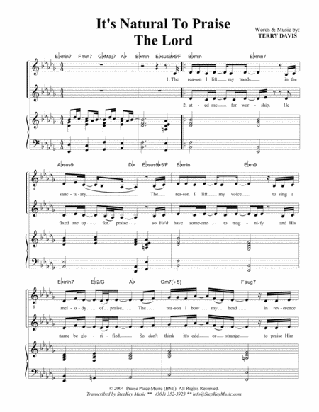 Free Sheet Music Its Natural For Me To Praise The Lord