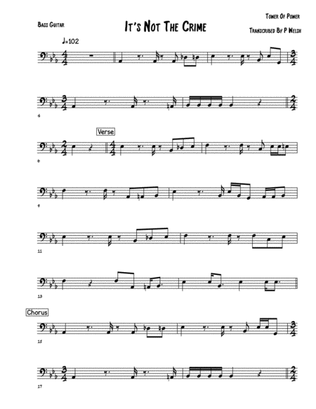 Its Not The Crime Bass Guitar Sheet Music