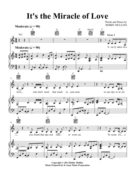 Its The Miracle Of Love Sheet Music