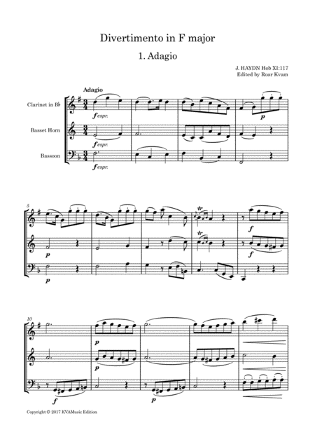 J Haydn Divertimento I F Major Sheet Music