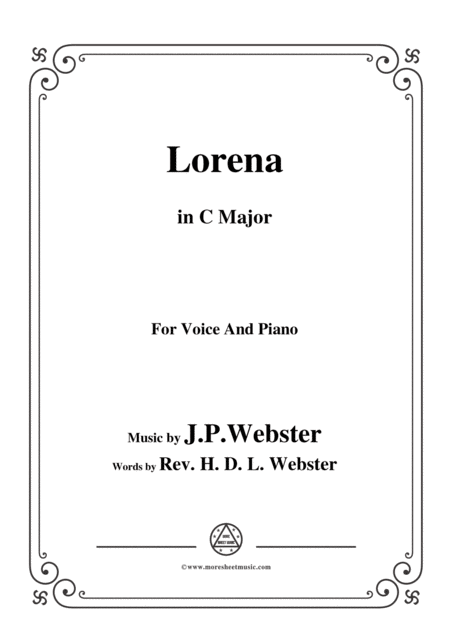 Free Sheet Music J P Webster Lorena In C Major For Voice And Piano