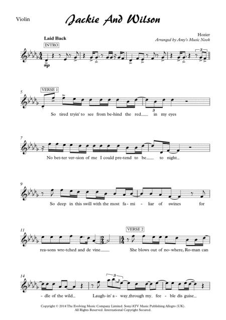 Jackie And Wilson Hozier For Solo Violin Sheet Music
