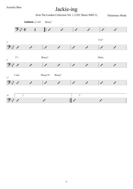 Jackie Ing Acoustic Bass Sheet Music