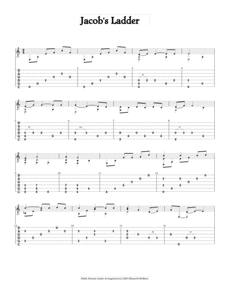 Free Sheet Music Jacobs Ladder For Fingerstyle Guitar Tuned Cgdgad