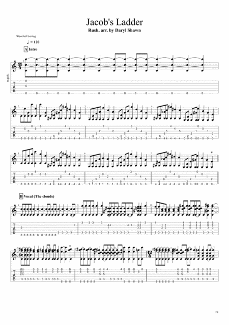 Jacobs Ladder Rush For Solo Fingerstyle Guitar Sheet Music